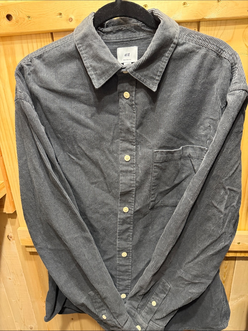 H&M Men’s Charcoal Grey Corduroy Button-Down Shirt